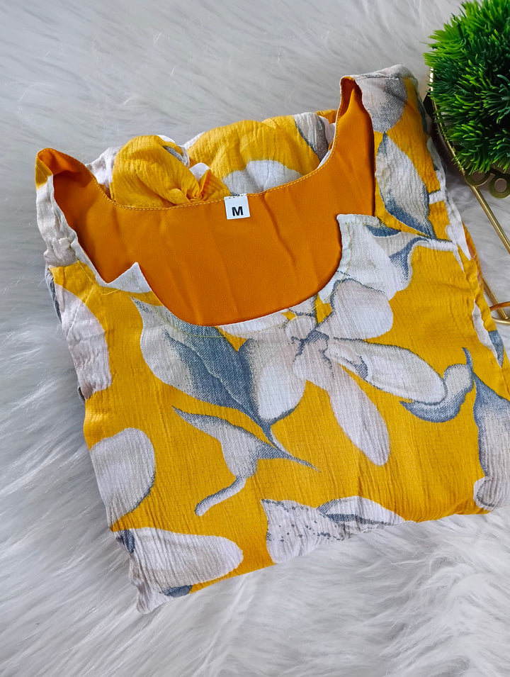 Mustard Delta crepe Casual Dress With Lining
