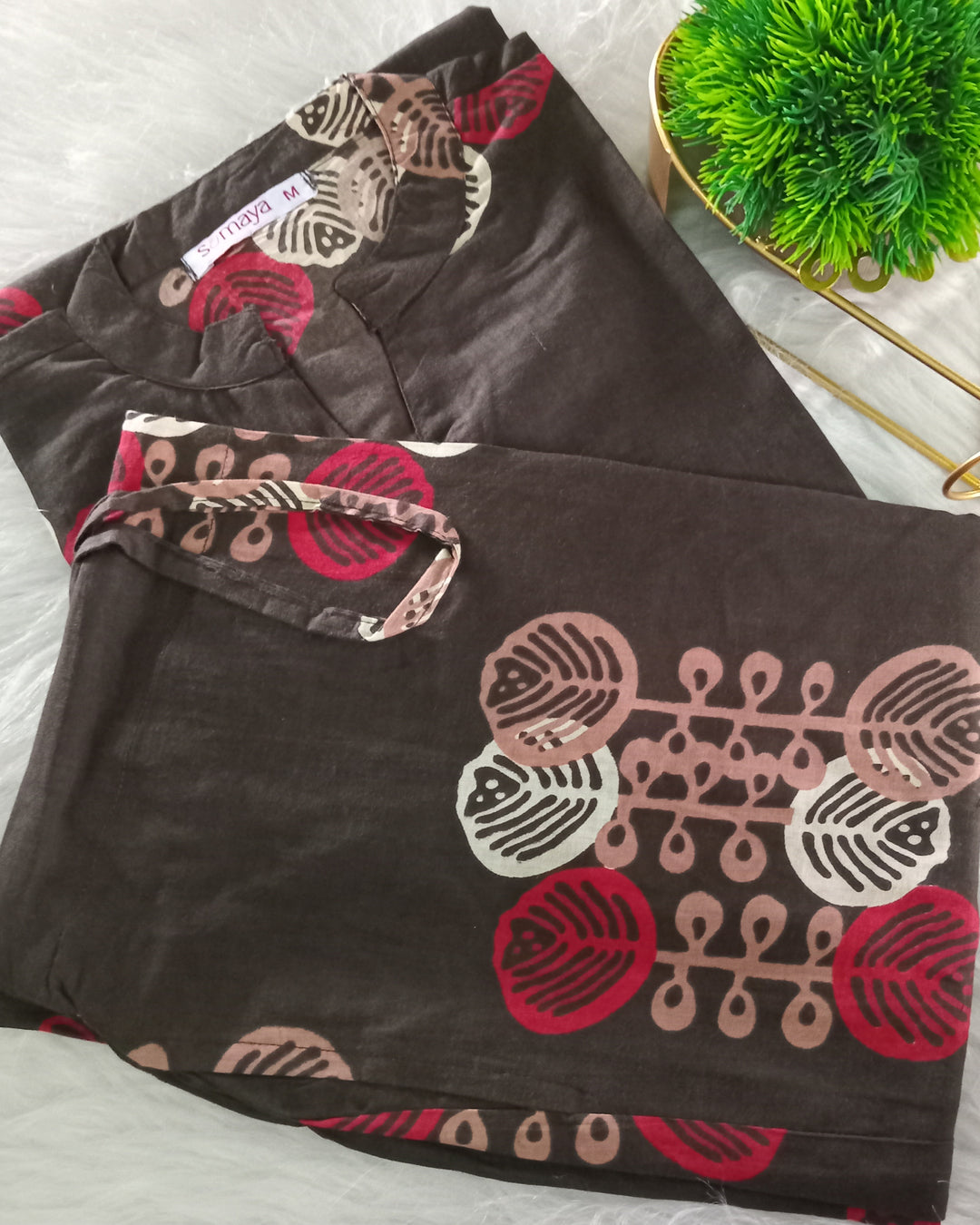 Theera -brown  Night Co-ord  Set ( pre order )