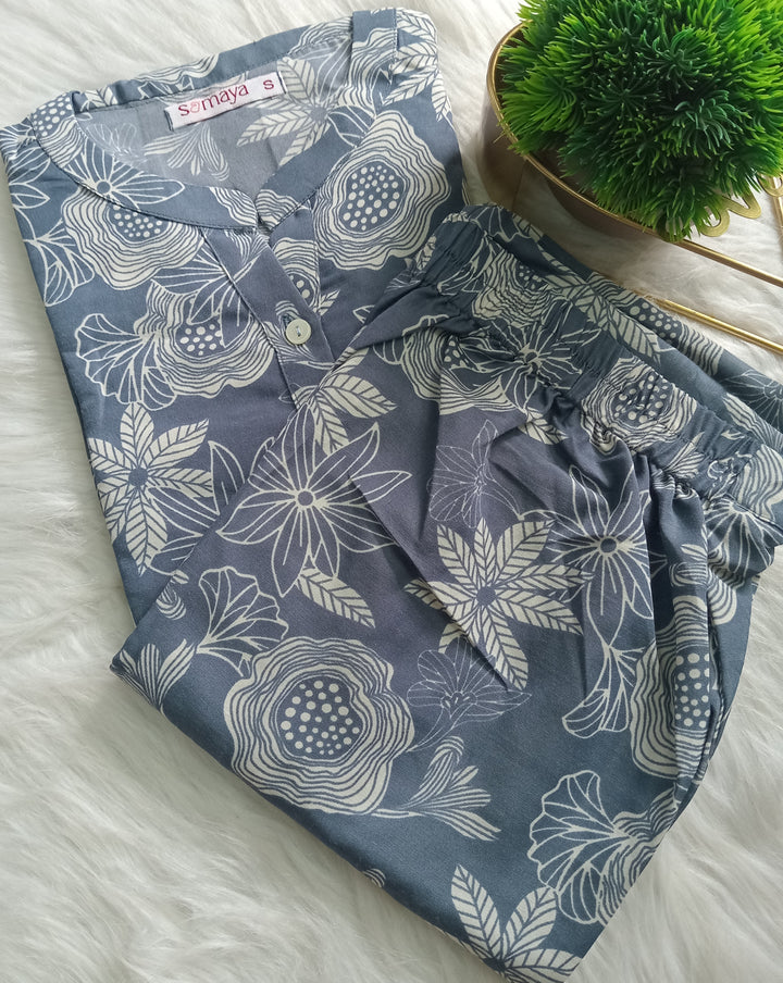 Haasya - night suit set (button opening) Relaxed Fit