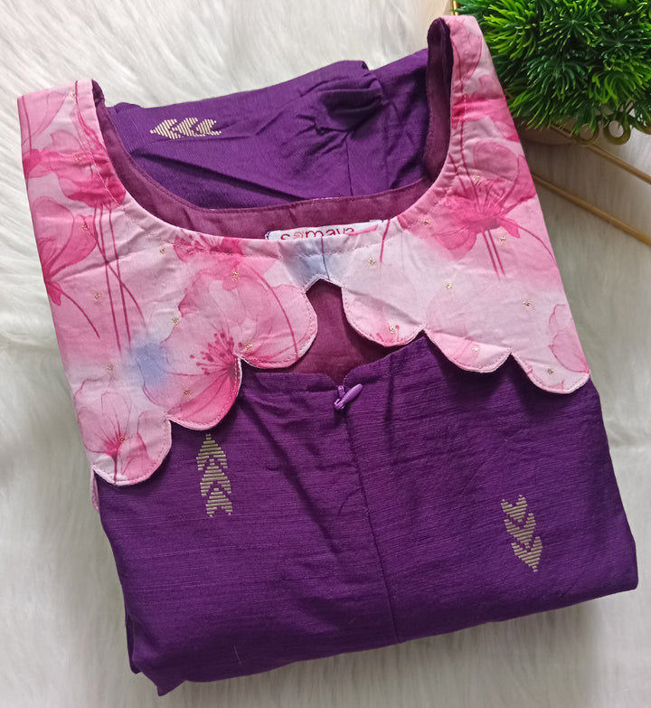 Purple peach organza Dress With Lining