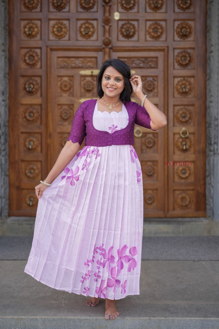 Aura Chanderi Dress With Lining ( over coat detachable)