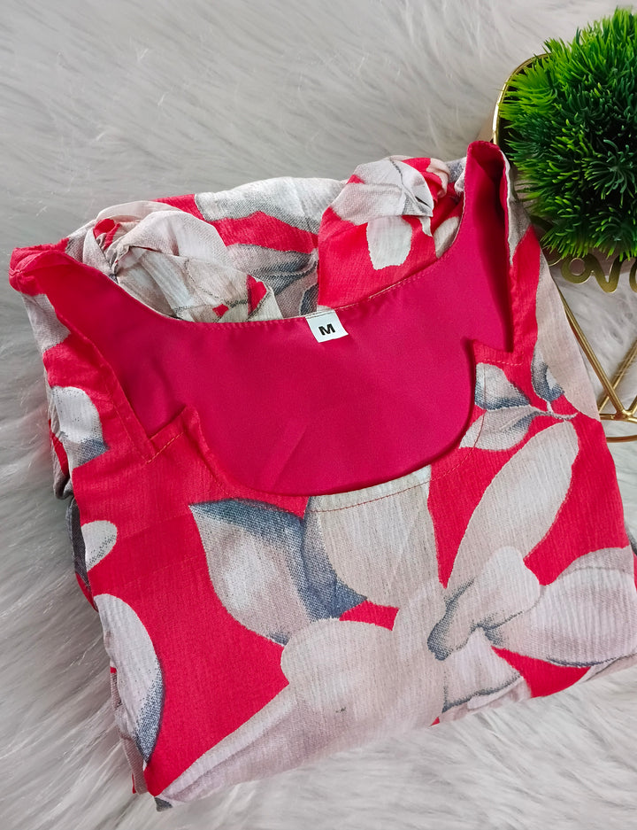 Pink Delta crepe Casual Dress With Lining
