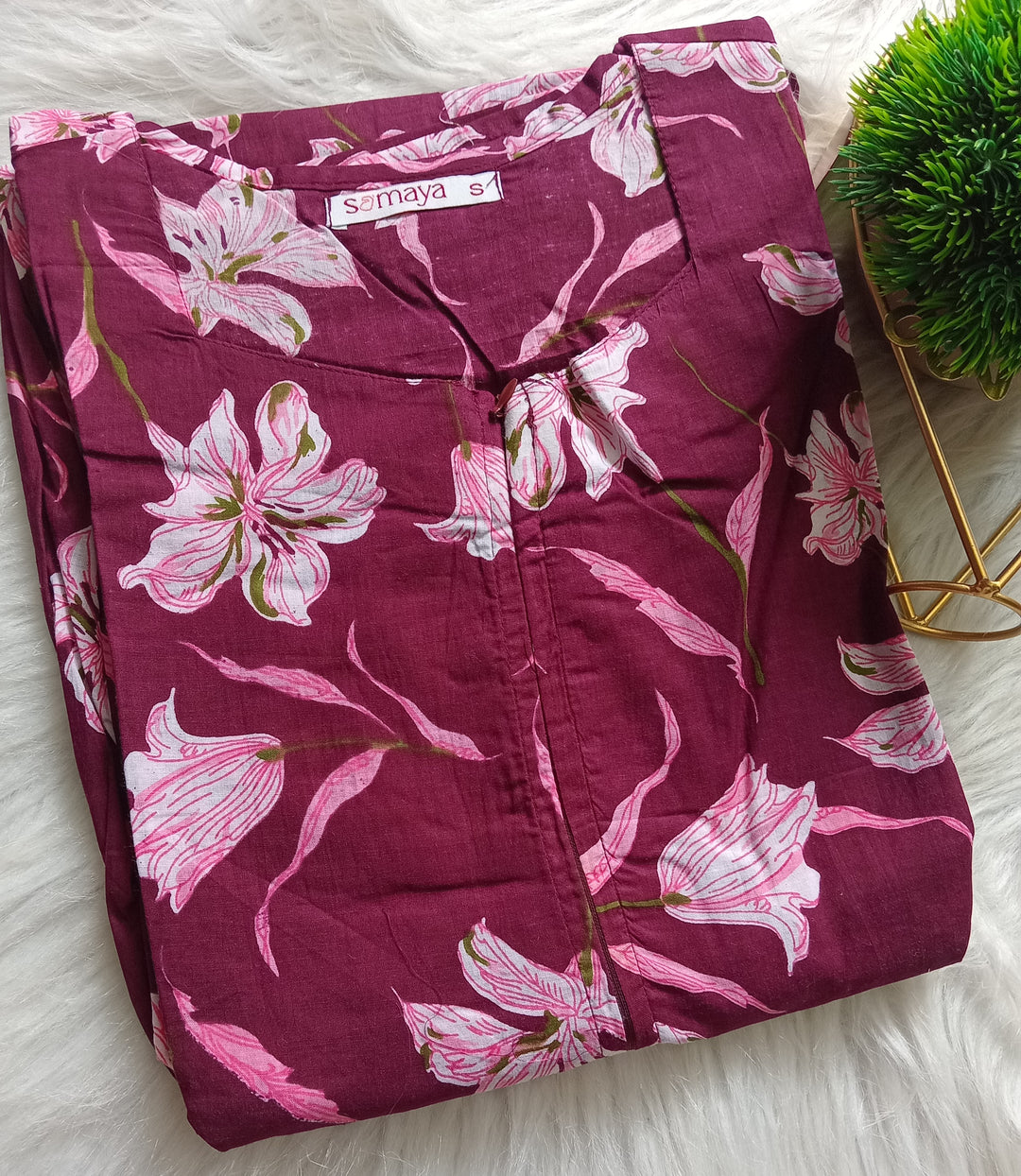 Mayil -maroon  day to night dress without lining