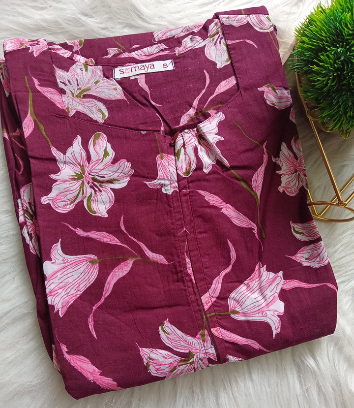 Mayil -maroon  day to night dress without lining