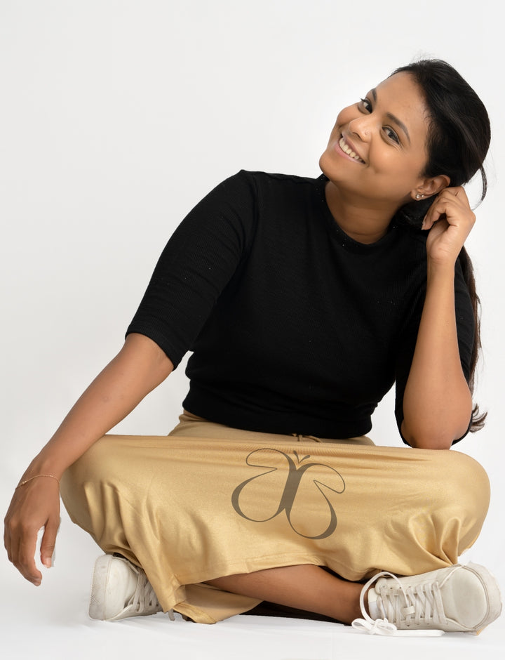 Gold Buttersoft Shimmer Sareeshaper ( Small stain that doesn’t affect overall look or wear — priced lower and a great deal ! )