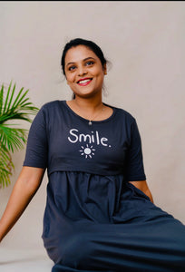 Midi -dark grey smiley dress thick fabric