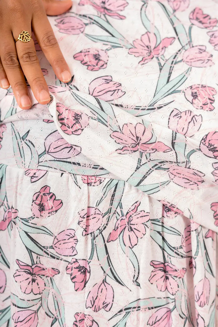 Midi White Garden Light Weight( Minor embroidery variation )